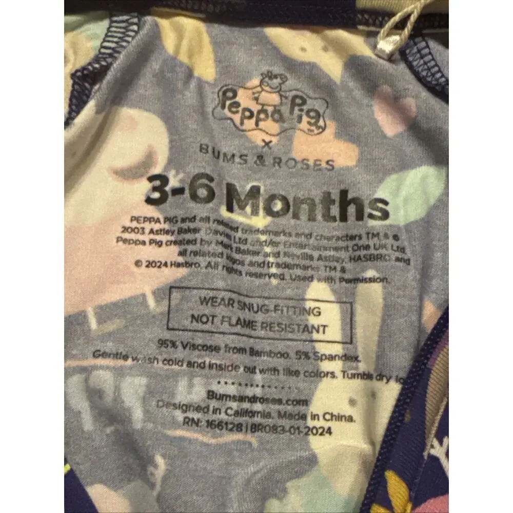 Bums & Roses Peppa Pig Convertible Romper 3-6 Months NWT Bamboo